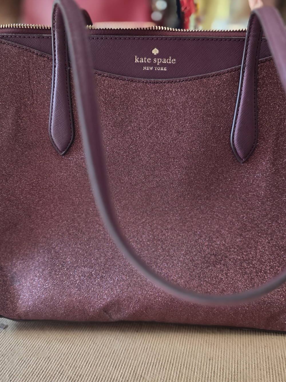 kate spade Plum Glitter Tote Bag